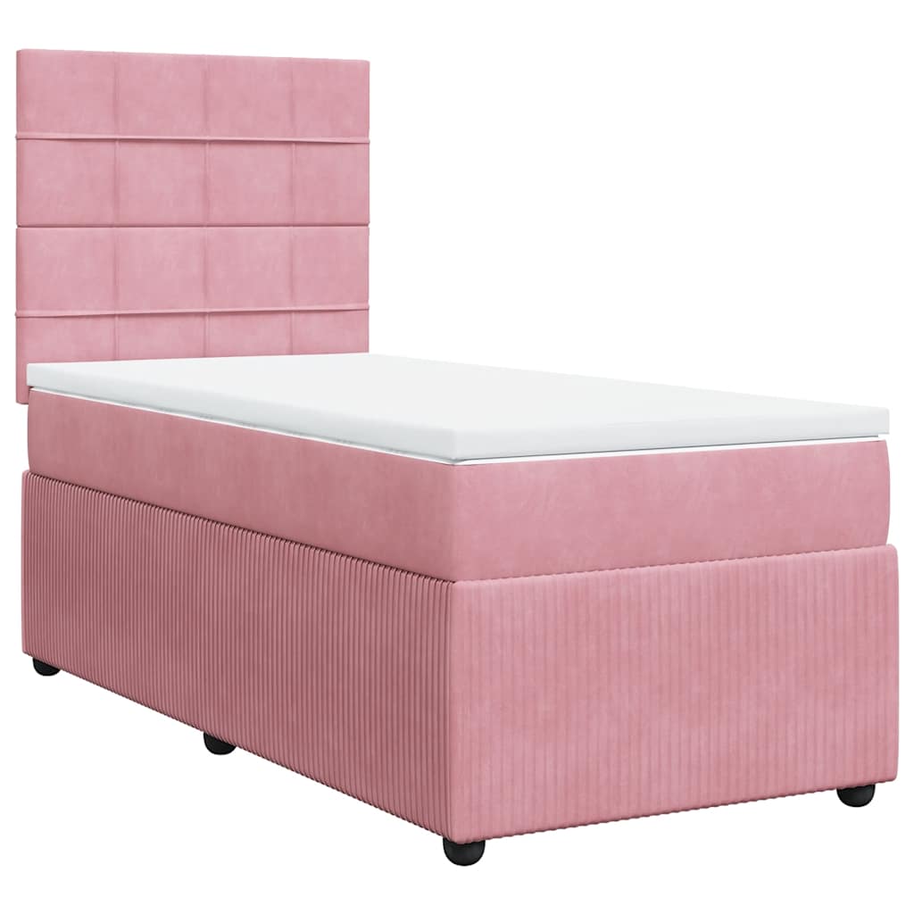 Boxspring met matras fluweel roze 100x200 cm is nu te koop bij PeponiXL, paradijselijk wonen!