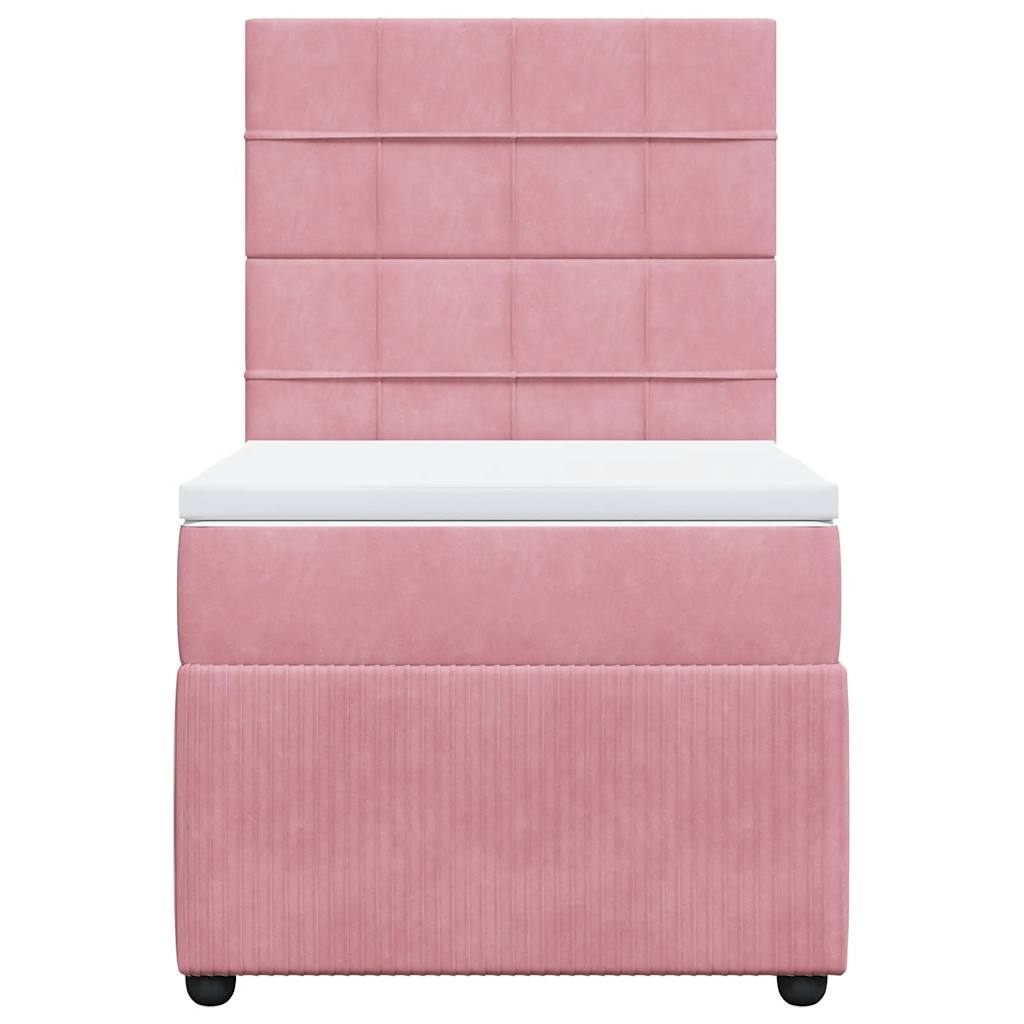 Boxspring met matras fluweel roze 100x200 cm is nu te koop bij PeponiXL, paradijselijk wonen!