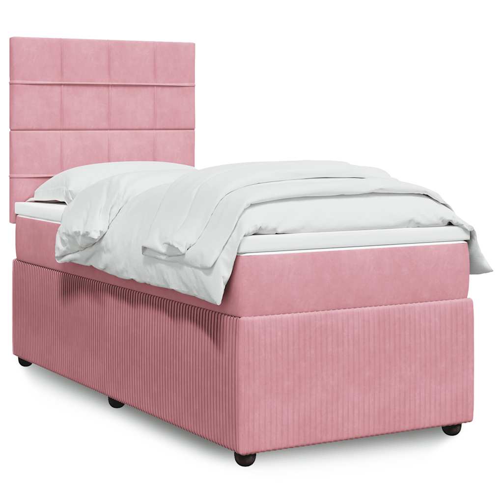 Boxspring met matras fluweel roze 100x200 cm is nu te koop bij PeponiXL, paradijselijk wonen!