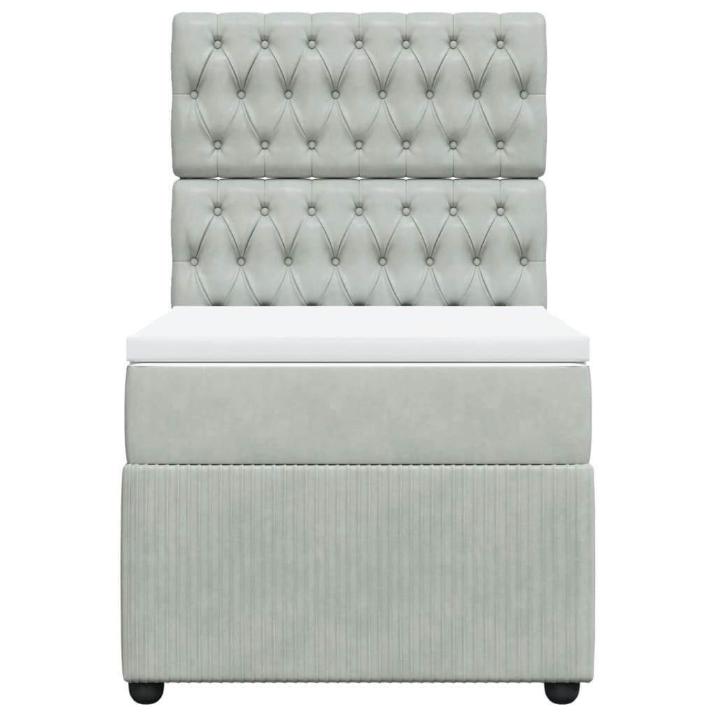 Boxspring met matras fluweel lichtgrijs 100x200 cm is nu te koop bij PeponiXL, paradijselijk wonen!