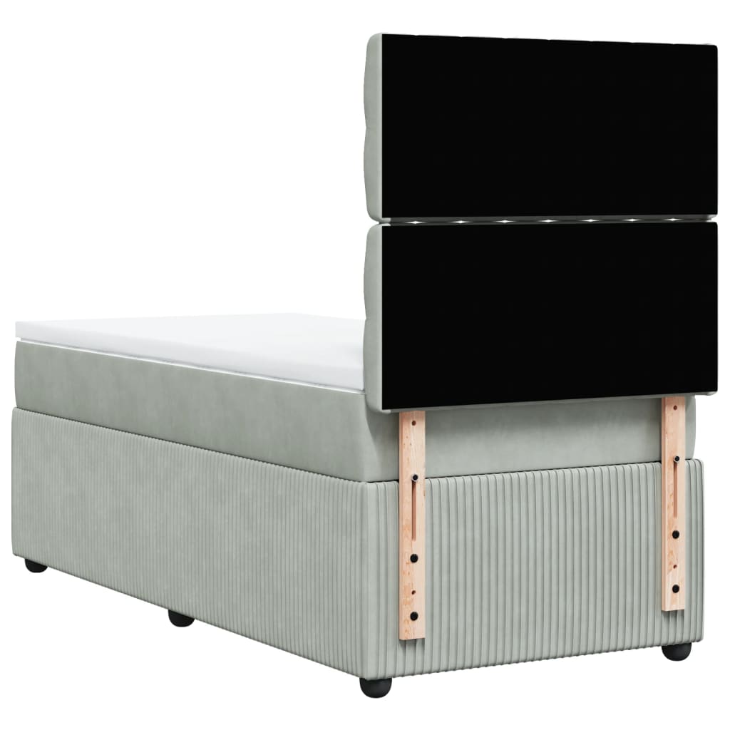 Boxspring met matras fluweel lichtgrijs 100x200 cm is nu te koop bij PeponiXL, paradijselijk wonen!