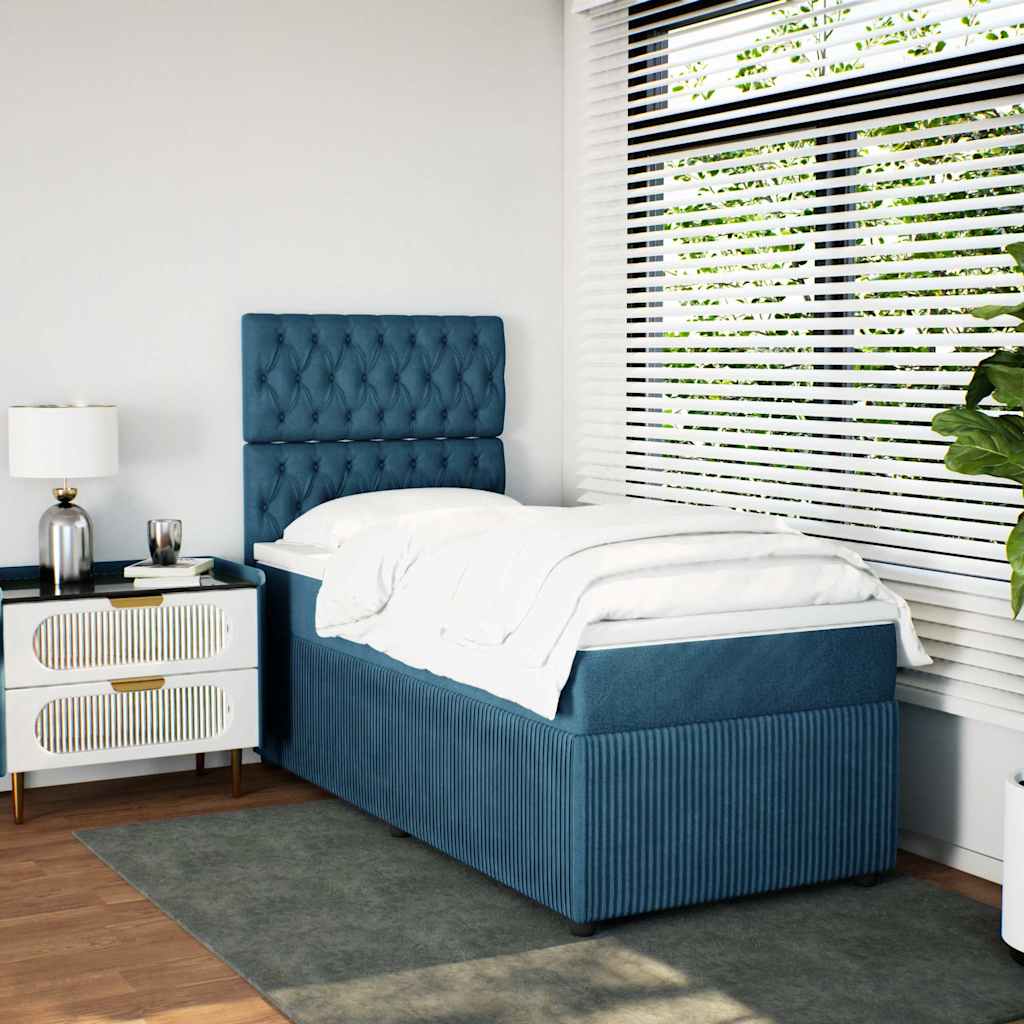 Boxspring met matras fluweel donkerblauw 100x200 cm is nu te koop bij PeponiXL, paradijselijk wonen!