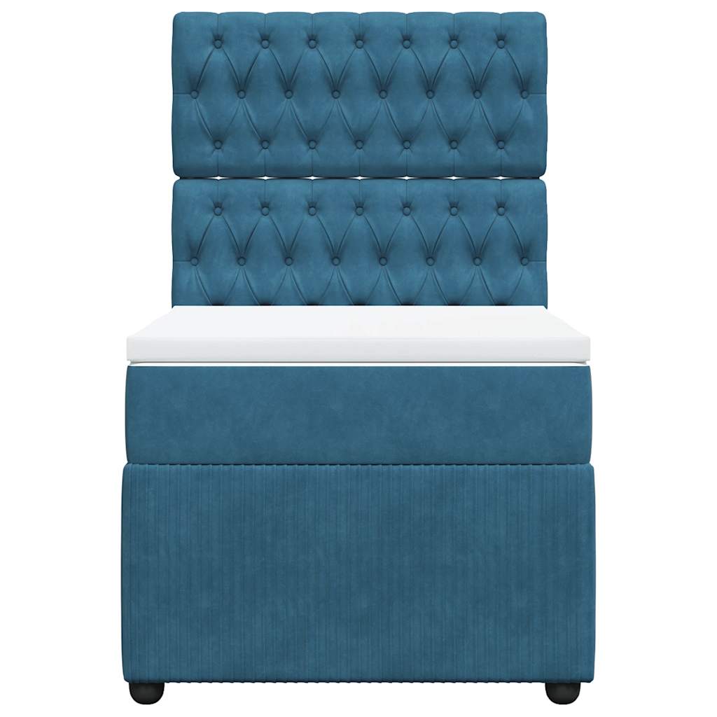 Boxspring met matras fluweel donkerblauw 100x200 cm is nu te koop bij PeponiXL, paradijselijk wonen!