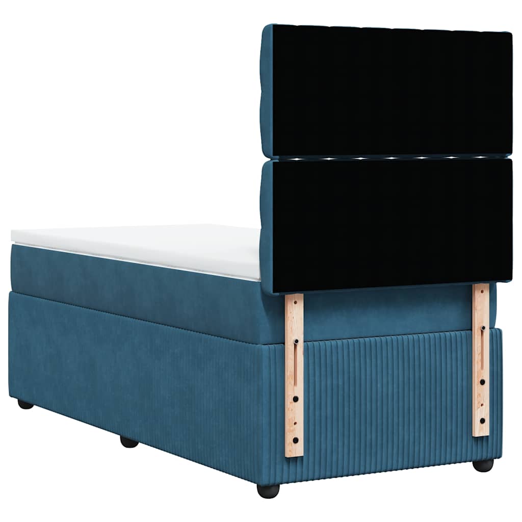 Boxspring met matras fluweel donkerblauw 100x200 cm is nu te koop bij PeponiXL, paradijselijk wonen!