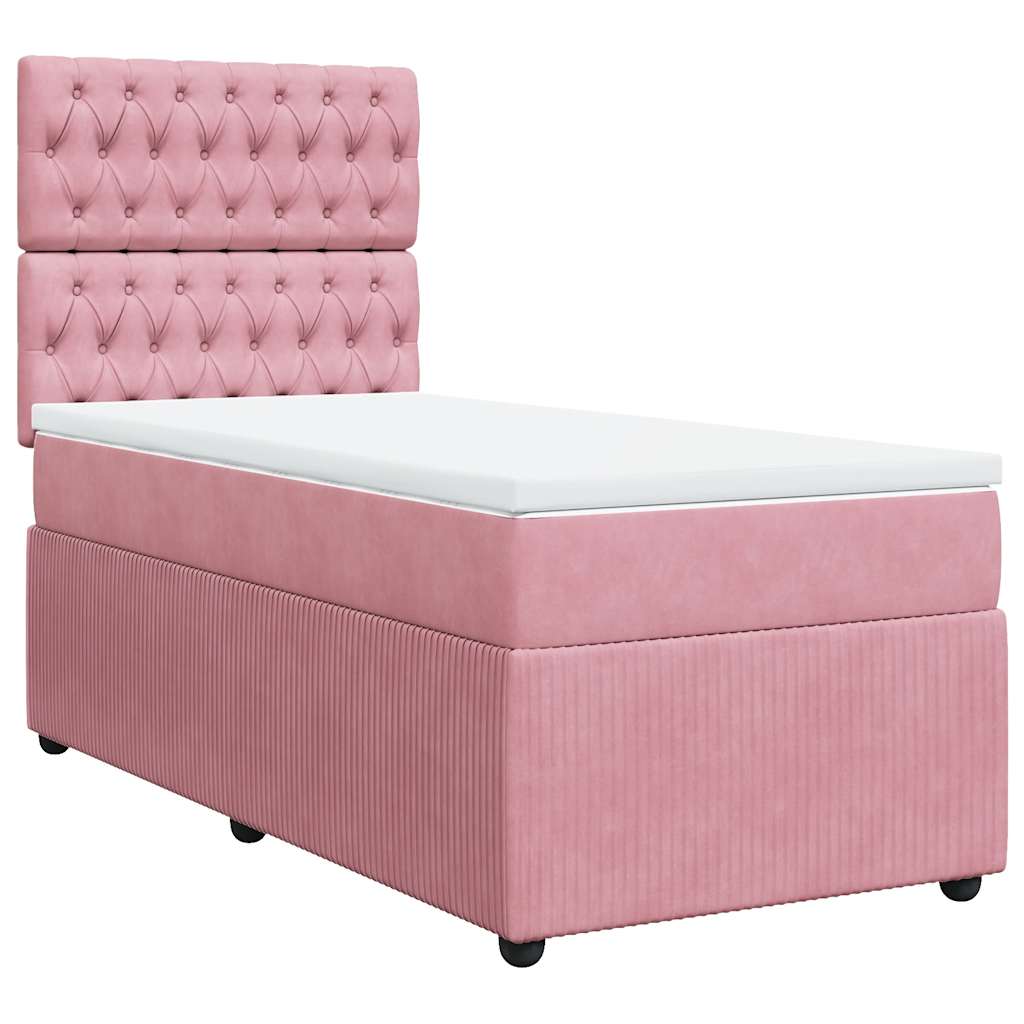 Boxspring met matras fluweel roze 100x200 cm is nu te koop bij PeponiXL, paradijselijk wonen!