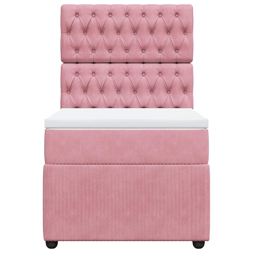Boxspring met matras fluweel roze 100x200 cm is nu te koop bij PeponiXL, paradijselijk wonen!
