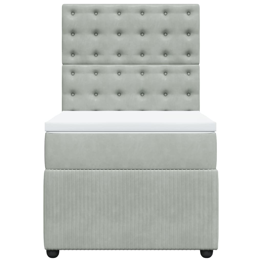 Boxspring met matras fluweel lichtgrijs 100x200 cm is nu te koop bij PeponiXL, paradijselijk wonen!