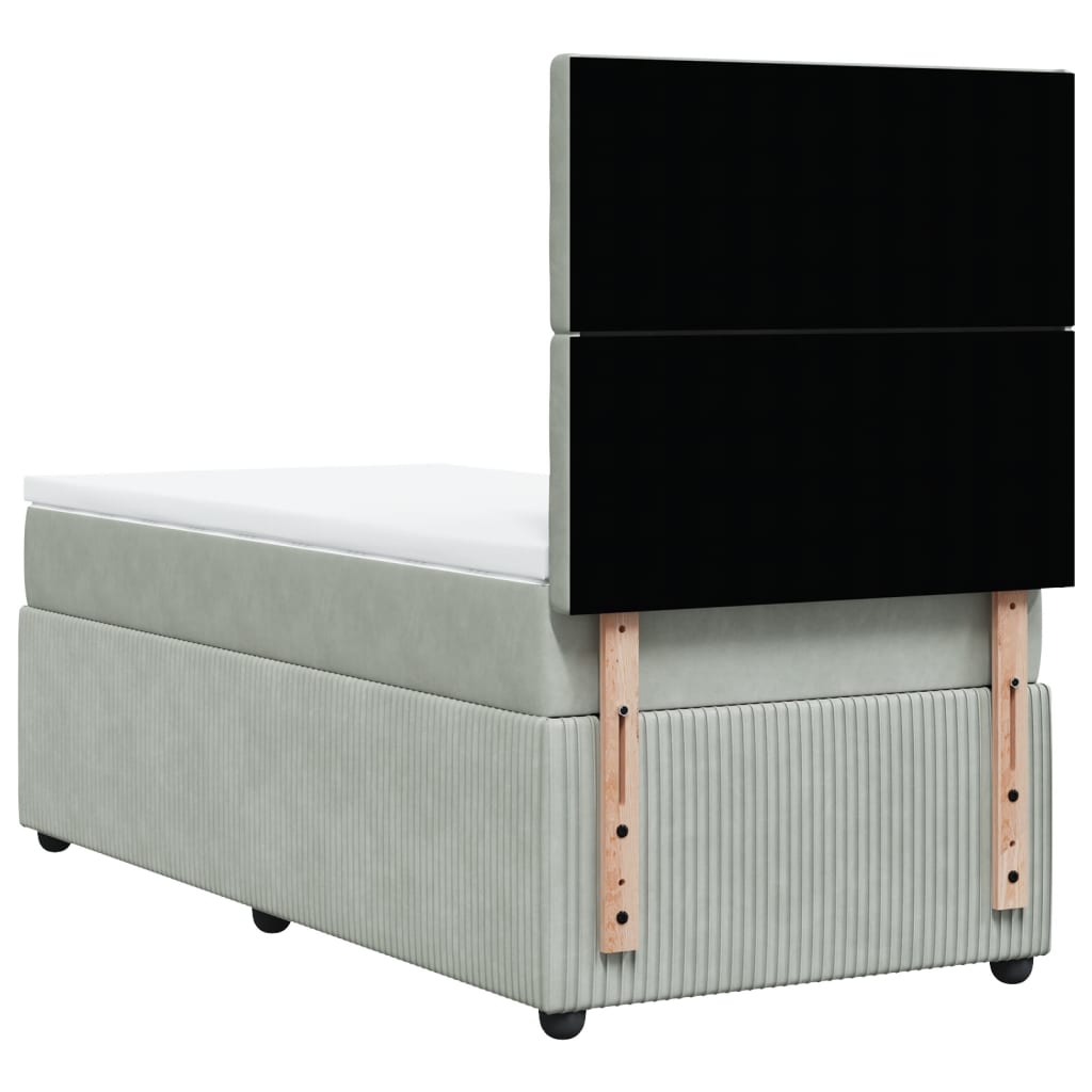 Boxspring met matras fluweel lichtgrijs 100x200 cm is nu te koop bij PeponiXL, paradijselijk wonen!