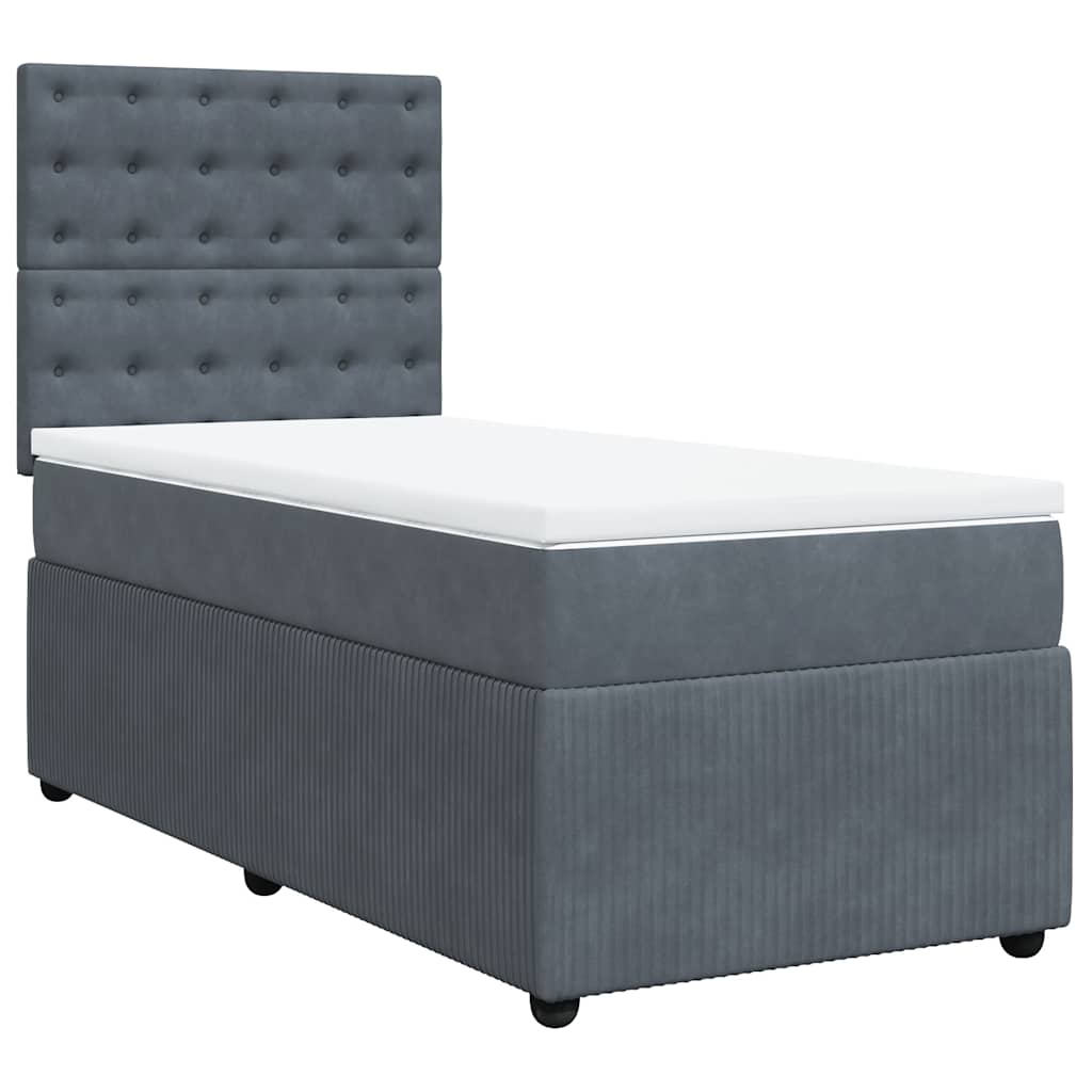 Boxspring met matras fluweel donkergrijs 100x200 cm is nu te koop bij PeponiXL, paradijselijk wonen!