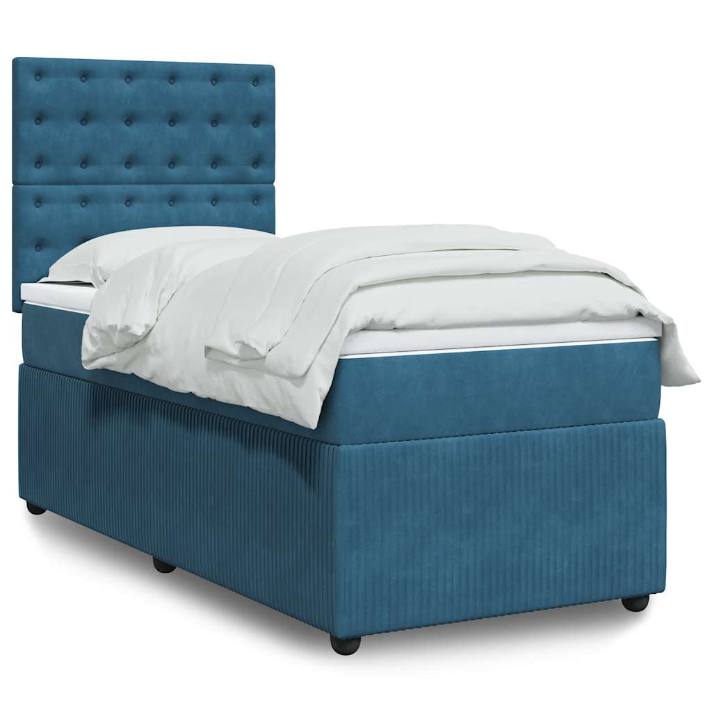 Boxspring met matras fluweel donkerblauw 100x200 cm is nu te koop bij PeponiXL, paradijselijk wonen!