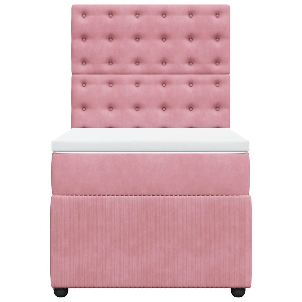 Boxspring met matras fluweel roze 100x200 cm is nu te koop bij PeponiXL, paradijselijk wonen!