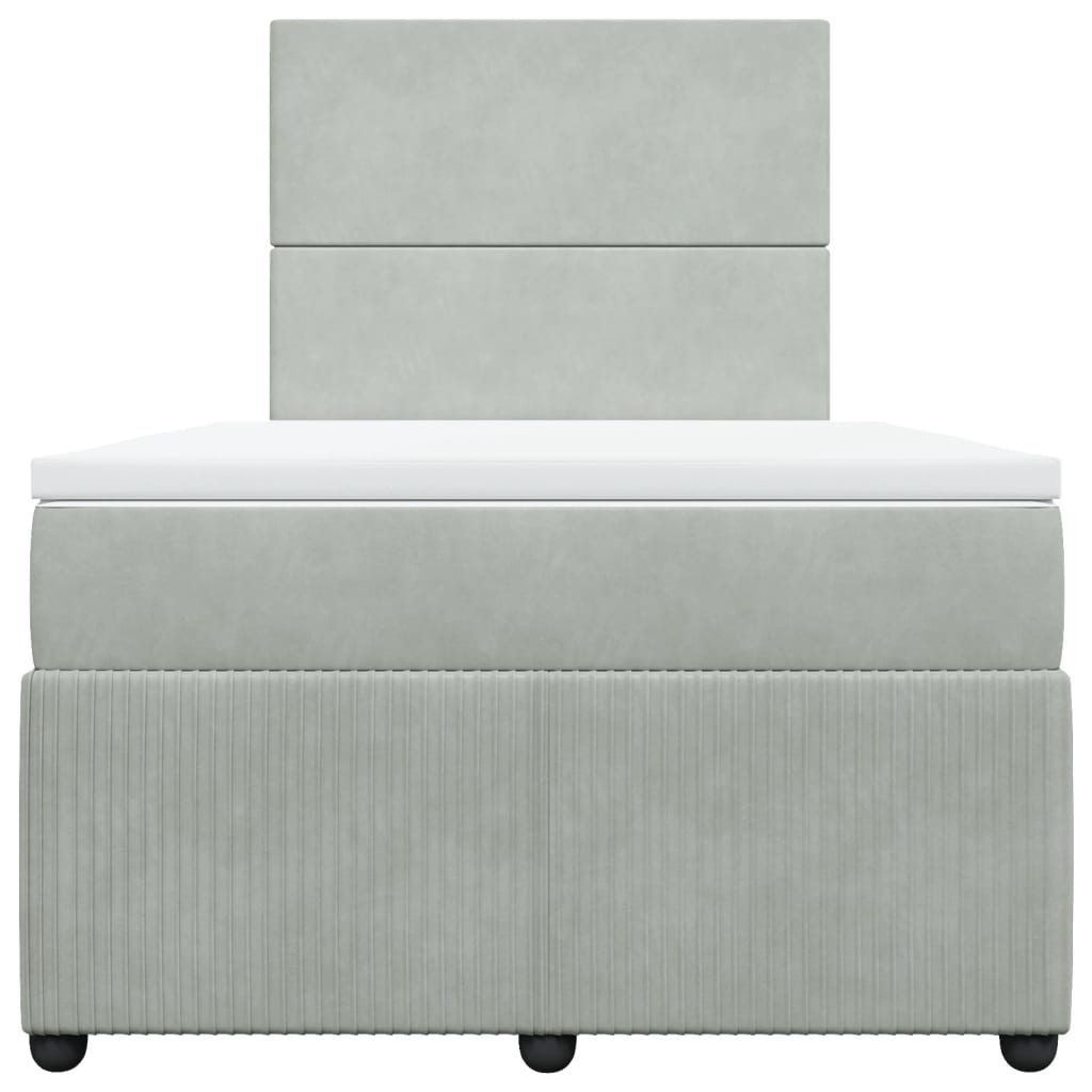 Boxspring met matras fluweel lichtgrijs 120x190 cm is nu te koop bij PeponiXL, paradijselijk wonen!