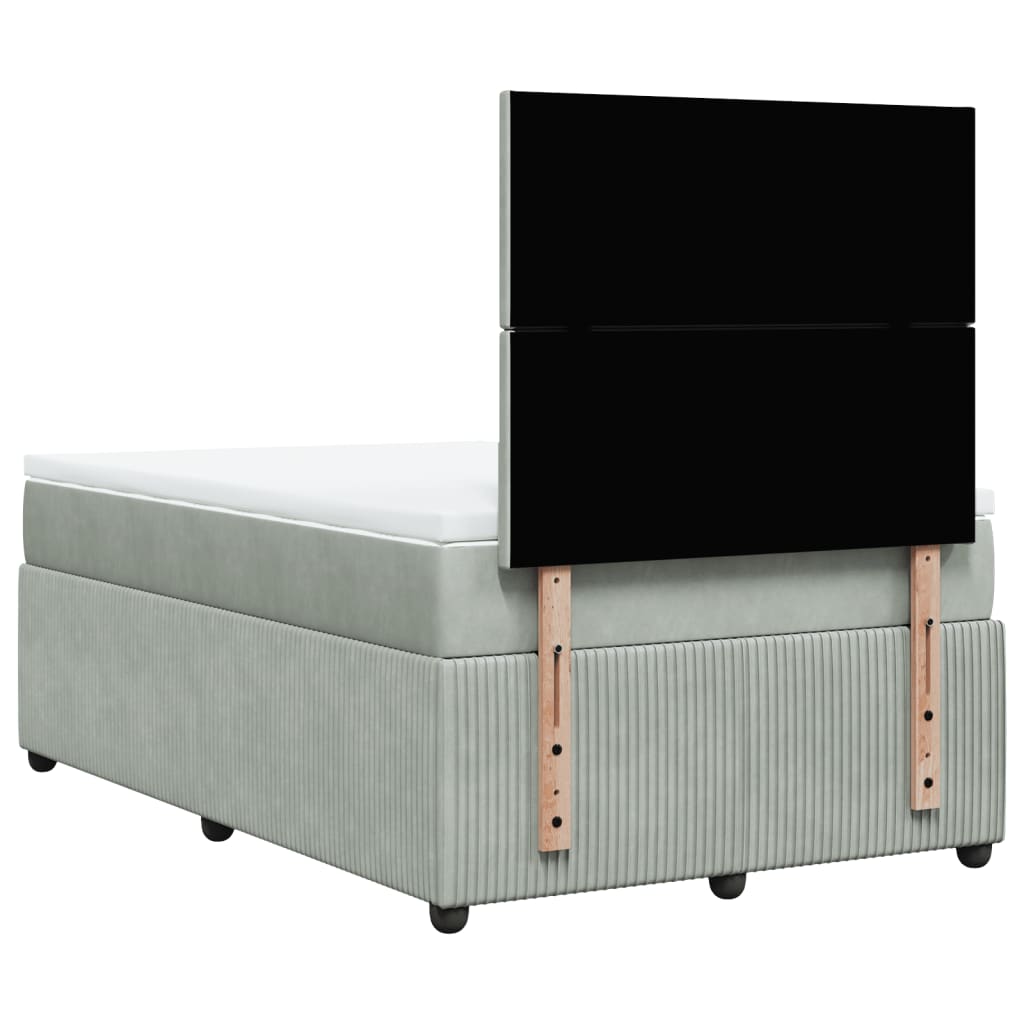 Boxspring met matras fluweel lichtgrijs 120x190 cm is nu te koop bij PeponiXL, paradijselijk wonen!