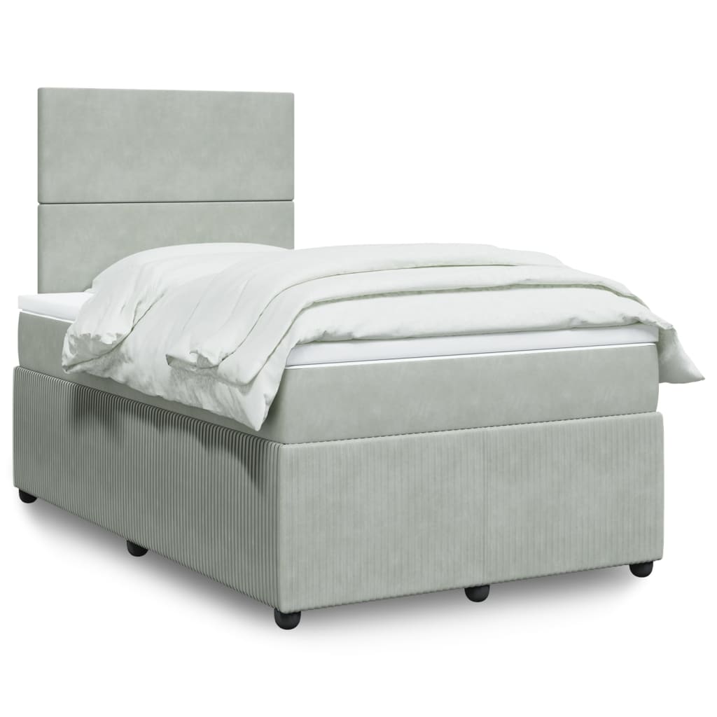 Boxspring met matras fluweel lichtgrijs 120x190 cm is nu te koop bij PeponiXL, paradijselijk wonen!