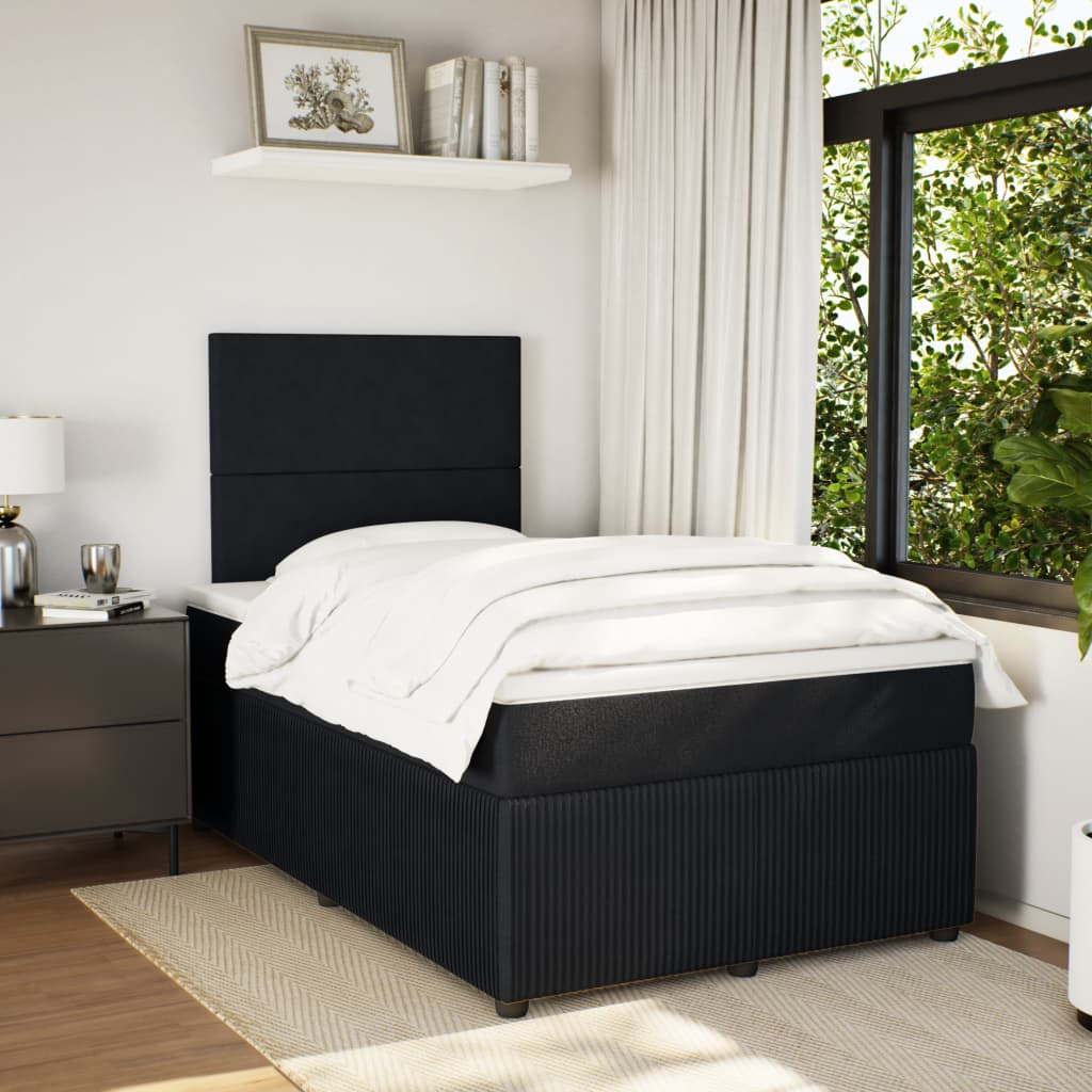 Boxspring met matras fluweel zwart 120x190 cm is nu te koop bij PeponiXL, paradijselijk wonen!