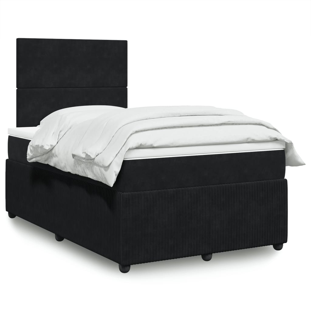 Boxspring met matras fluweel zwart 120x190 cm is nu te koop bij PeponiXL, paradijselijk wonen!