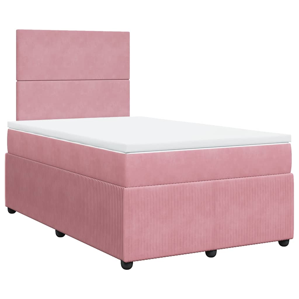 Boxspring met matras fluweel roze 120x190 cm is nu te koop bij PeponiXL, paradijselijk wonen!