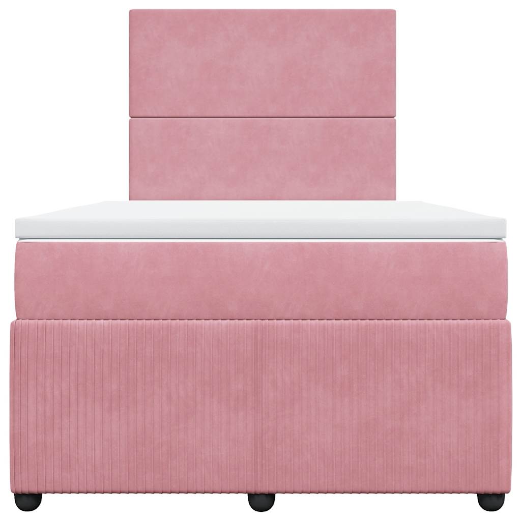 Boxspring met matras fluweel roze 120x190 cm is nu te koop bij PeponiXL, paradijselijk wonen!