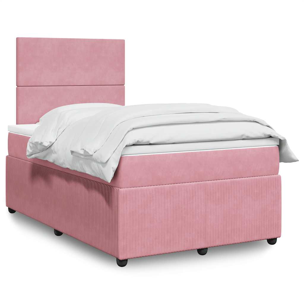 Boxspring met matras fluweel roze 120x190 cm is nu te koop bij PeponiXL, paradijselijk wonen!