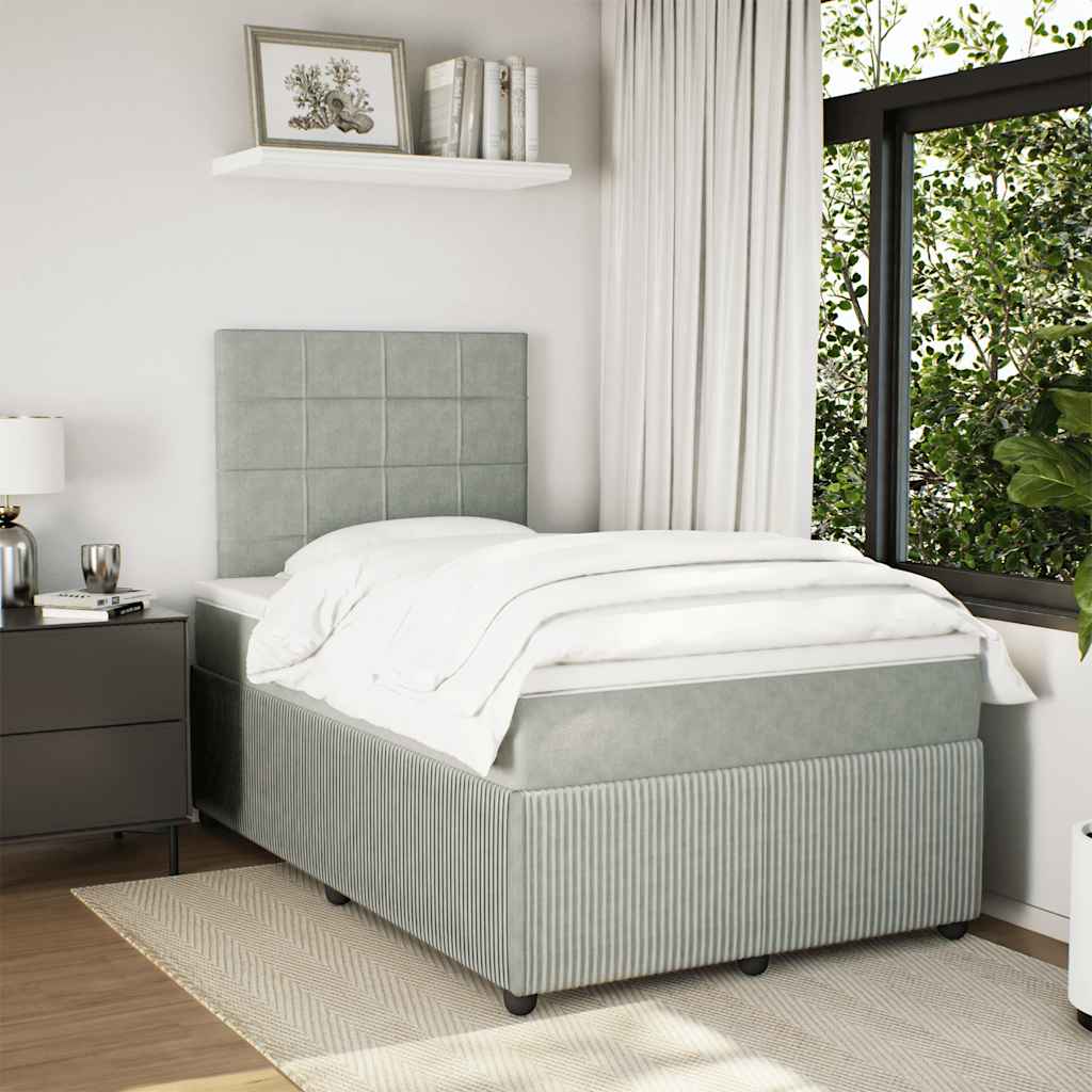 Boxspring met matras fluweel lichtgrijs 120x190 cm is nu te koop bij PeponiXL, paradijselijk wonen!