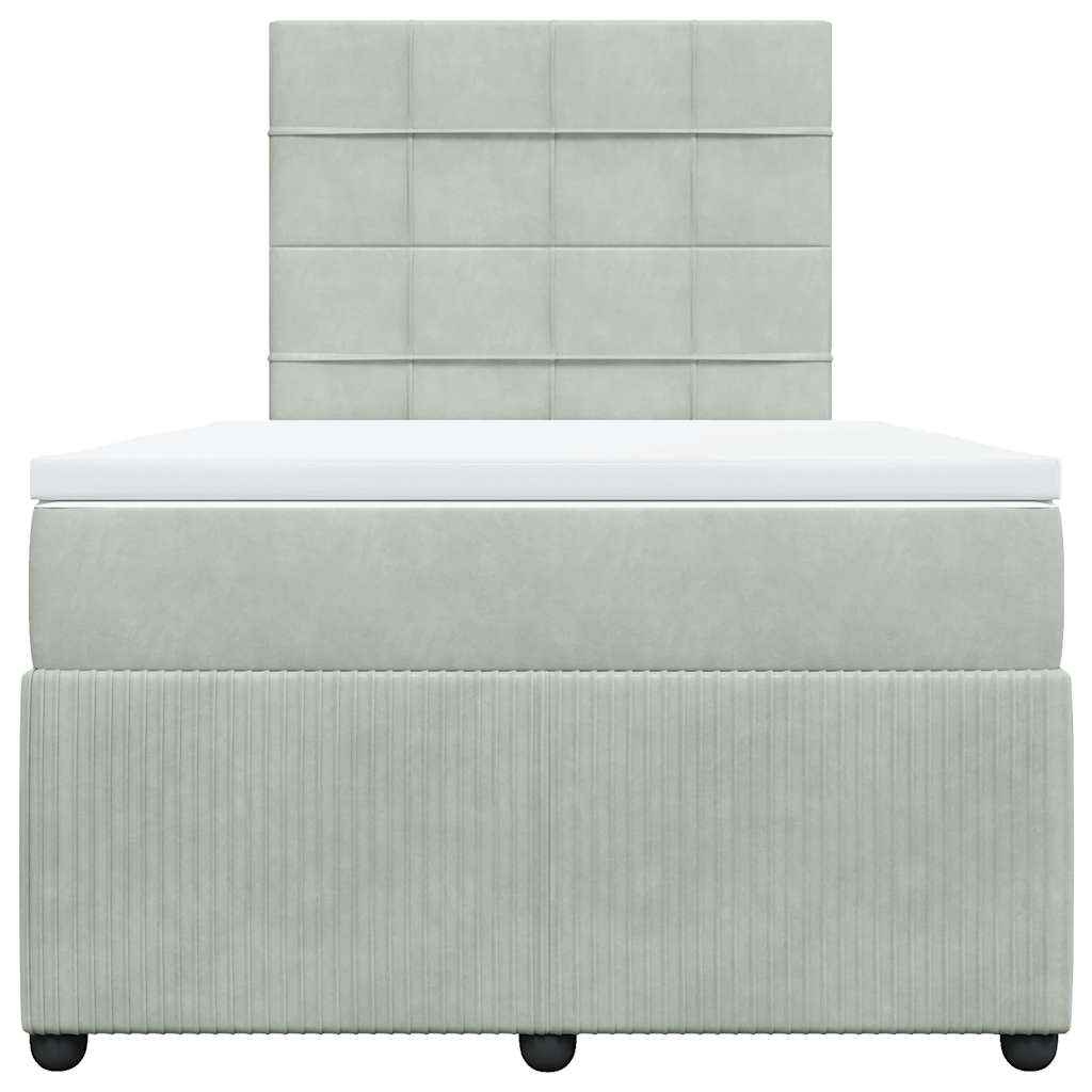 Boxspring met matras fluweel lichtgrijs 120x190 cm is nu te koop bij PeponiXL, paradijselijk wonen!