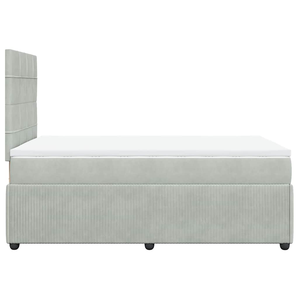 Boxspring met matras fluweel lichtgrijs 120x190 cm is nu te koop bij PeponiXL, paradijselijk wonen!