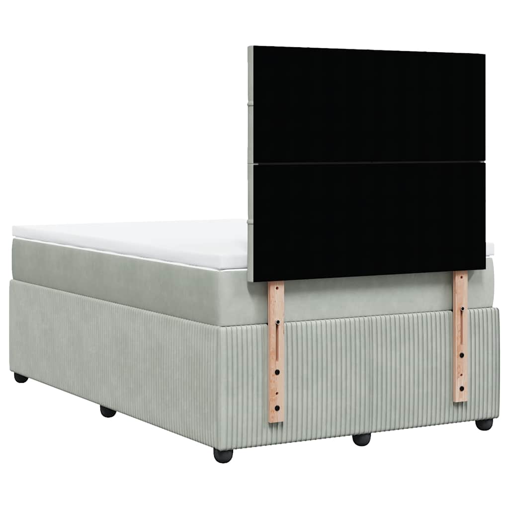 Boxspring met matras fluweel lichtgrijs 120x190 cm is nu te koop bij PeponiXL, paradijselijk wonen!