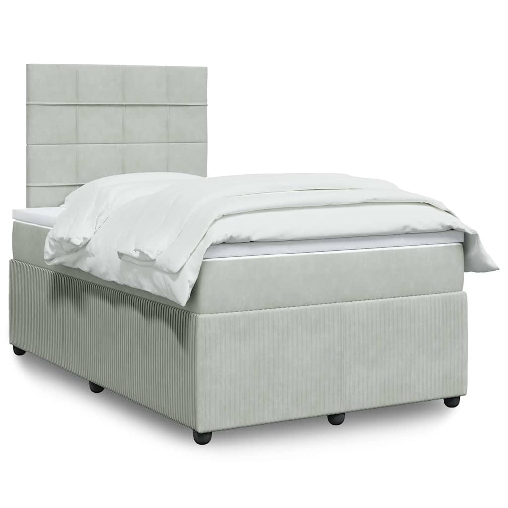 Boxspring met matras fluweel lichtgrijs 120x190 cm is nu te koop bij PeponiXL, paradijselijk wonen!