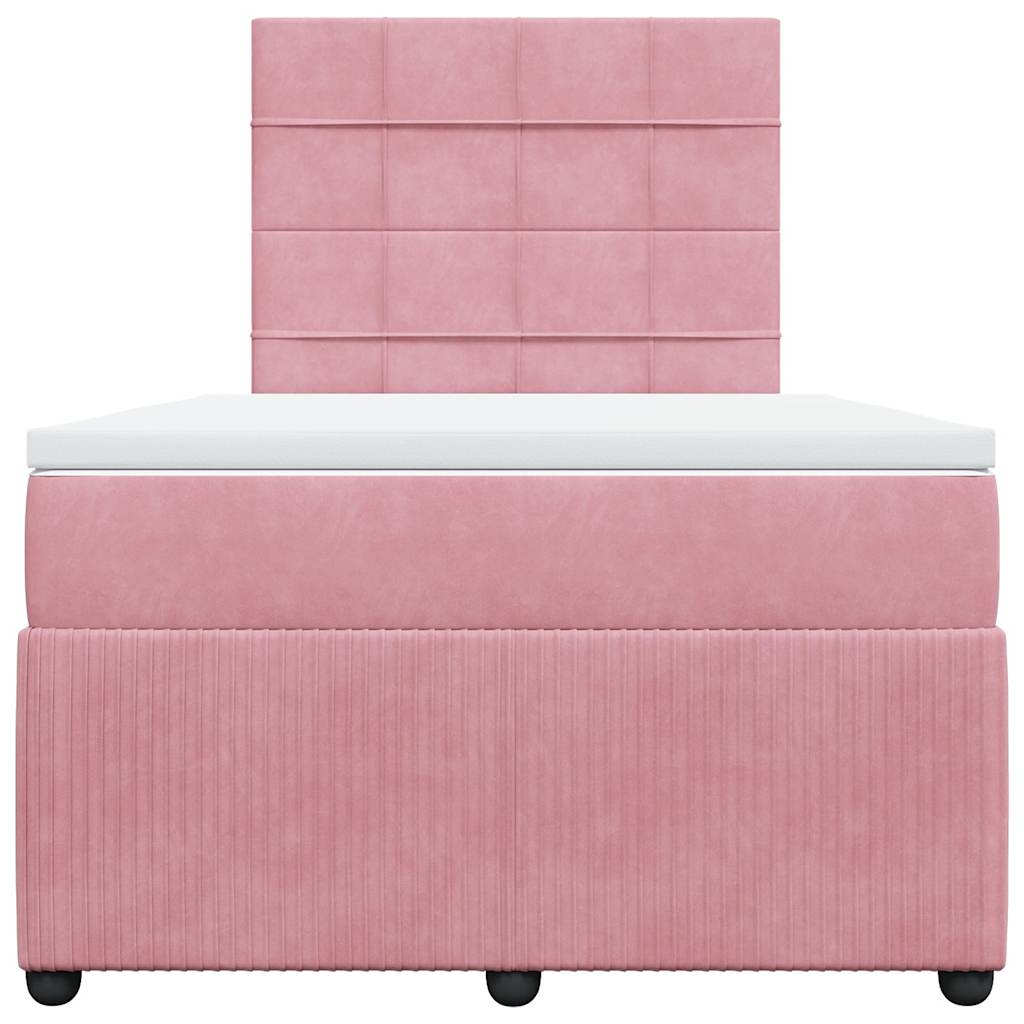 Boxspring met matras fluweel roze 120x190 cm is nu te koop bij PeponiXL, paradijselijk wonen!