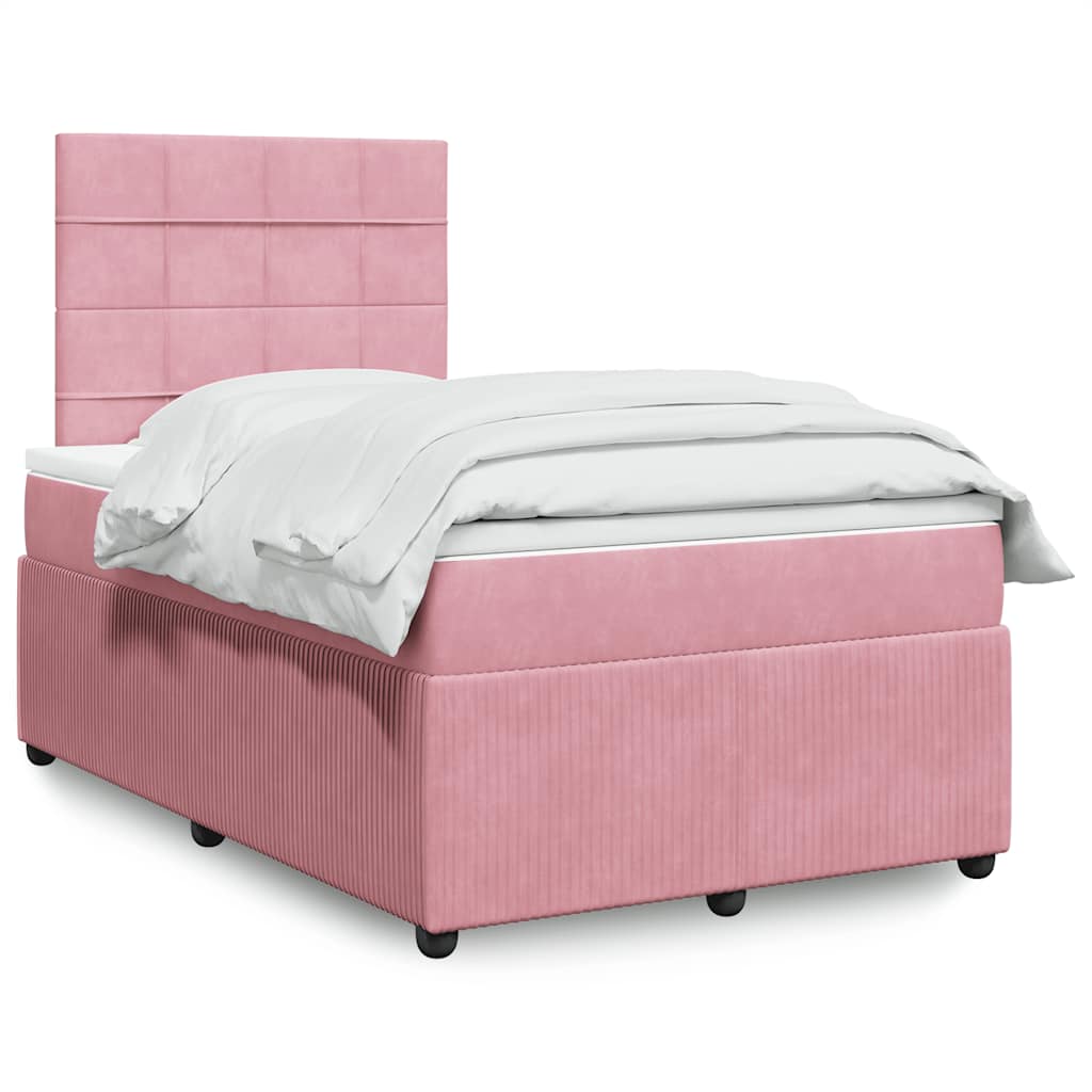 Boxspring met matras fluweel roze 120x190 cm is nu te koop bij PeponiXL, paradijselijk wonen!