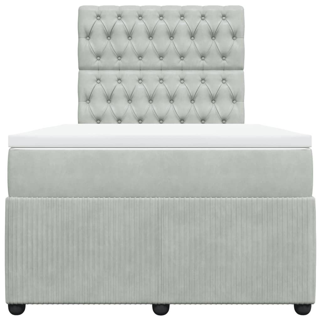 Boxspring met matras fluweel lichtgrijs 120x190 cm is nu te koop bij PeponiXL, paradijselijk wonen!