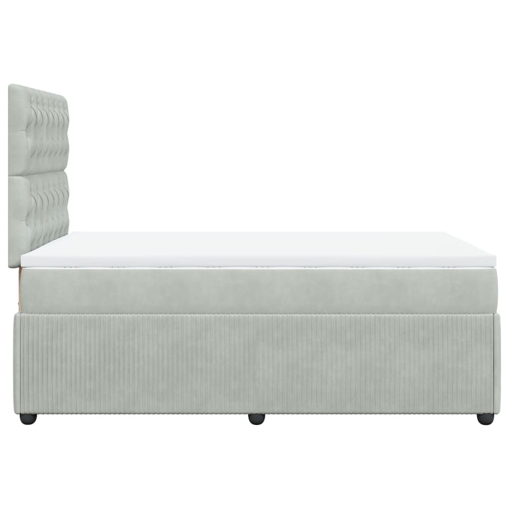 Boxspring met matras fluweel lichtgrijs 120x190 cm is nu te koop bij PeponiXL, paradijselijk wonen!