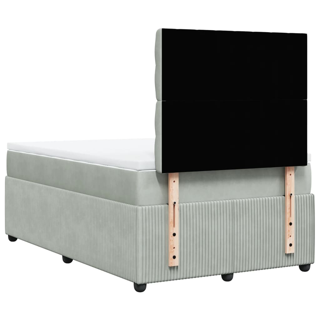 Boxspring met matras fluweel lichtgrijs 120x190 cm is nu te koop bij PeponiXL, paradijselijk wonen!