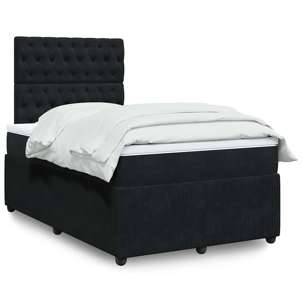 Boxspring met matras fluweel zwart 120x190 cm is nu te koop bij PeponiXL, paradijselijk wonen!