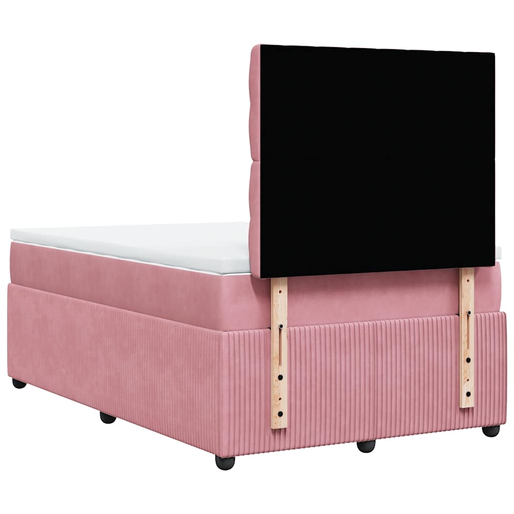 Boxspring met matras fluweel roze 120x190 cm is nu te koop bij PeponiXL, paradijselijk wonen!