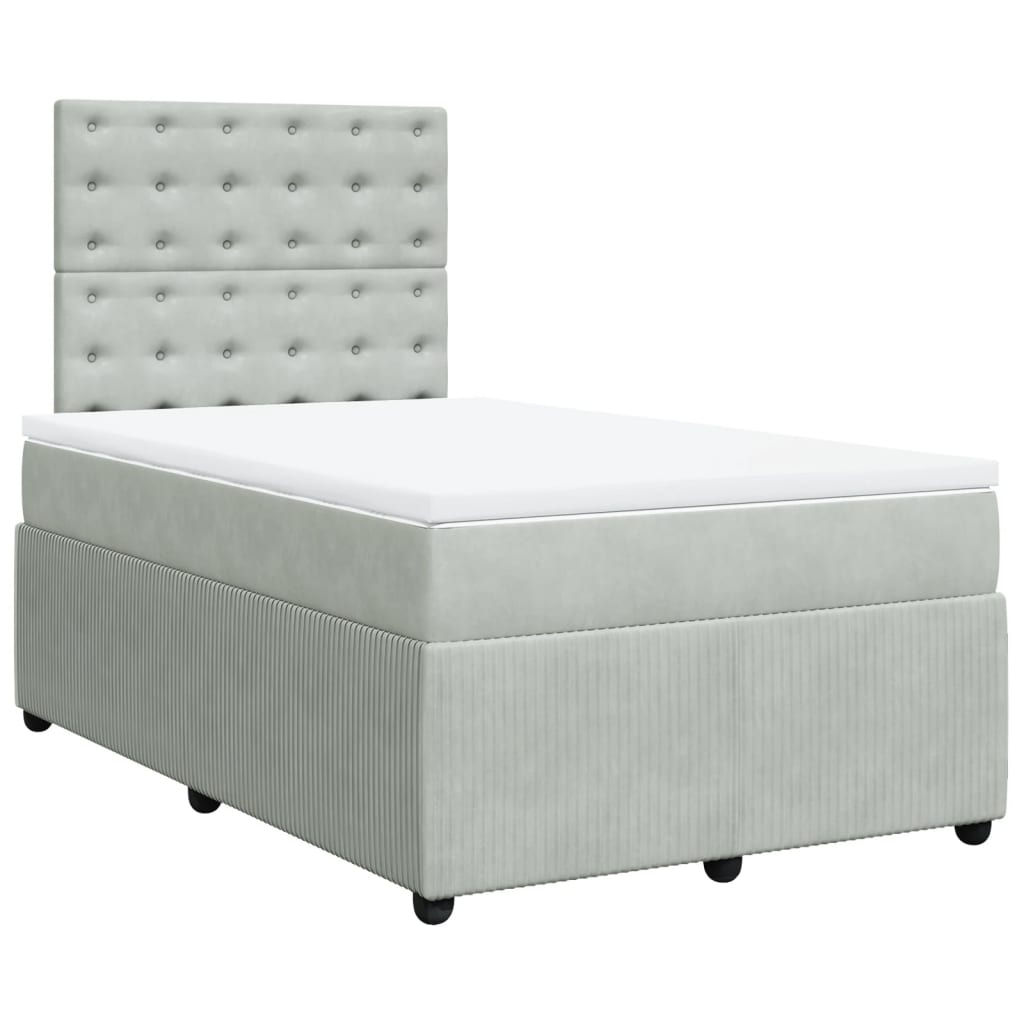 Boxspring met matras fluweel lichtgrijs 120x190 cm is nu te koop bij PeponiXL, paradijselijk wonen!