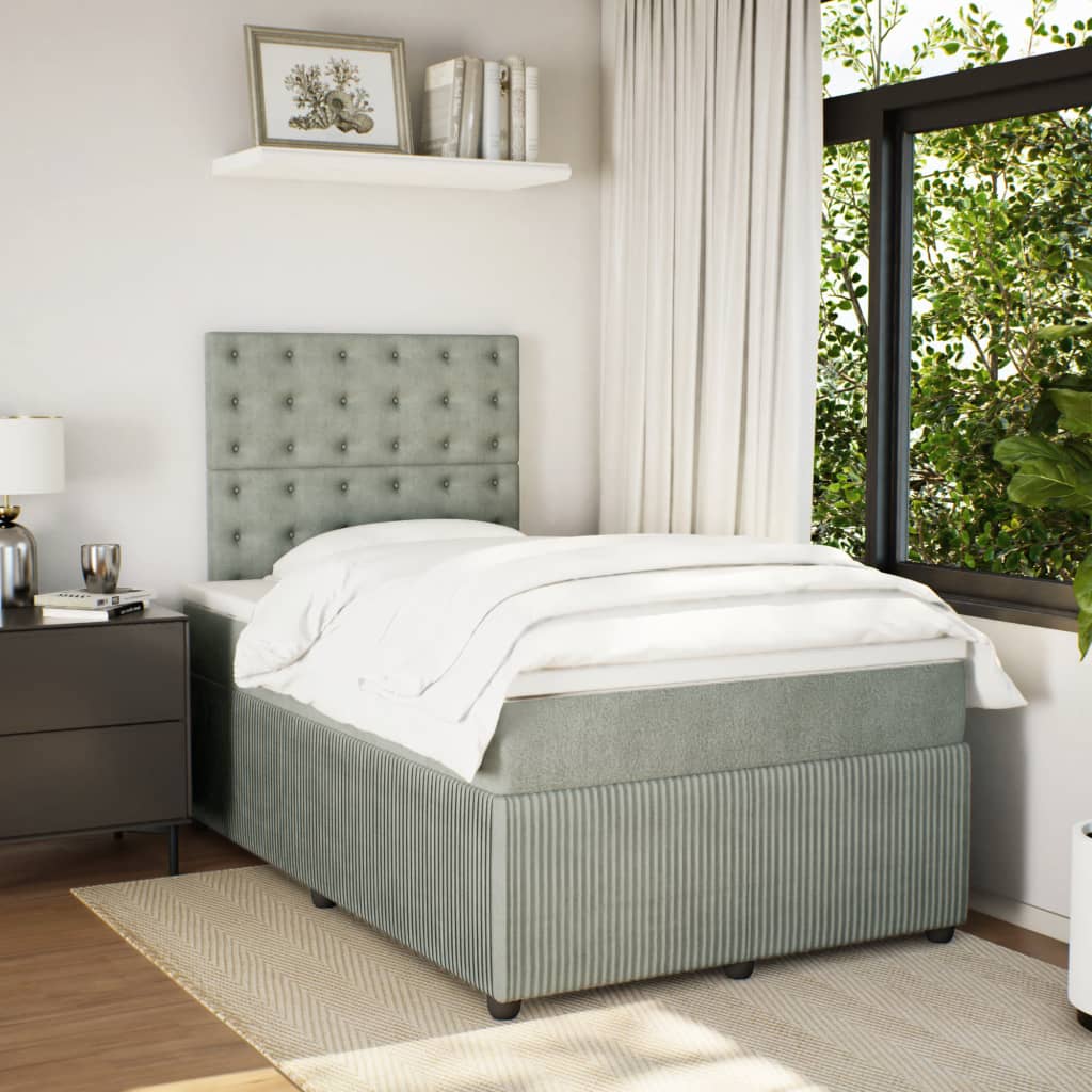 Boxspring met matras fluweel lichtgrijs 120x190 cm is nu te koop bij PeponiXL, paradijselijk wonen!