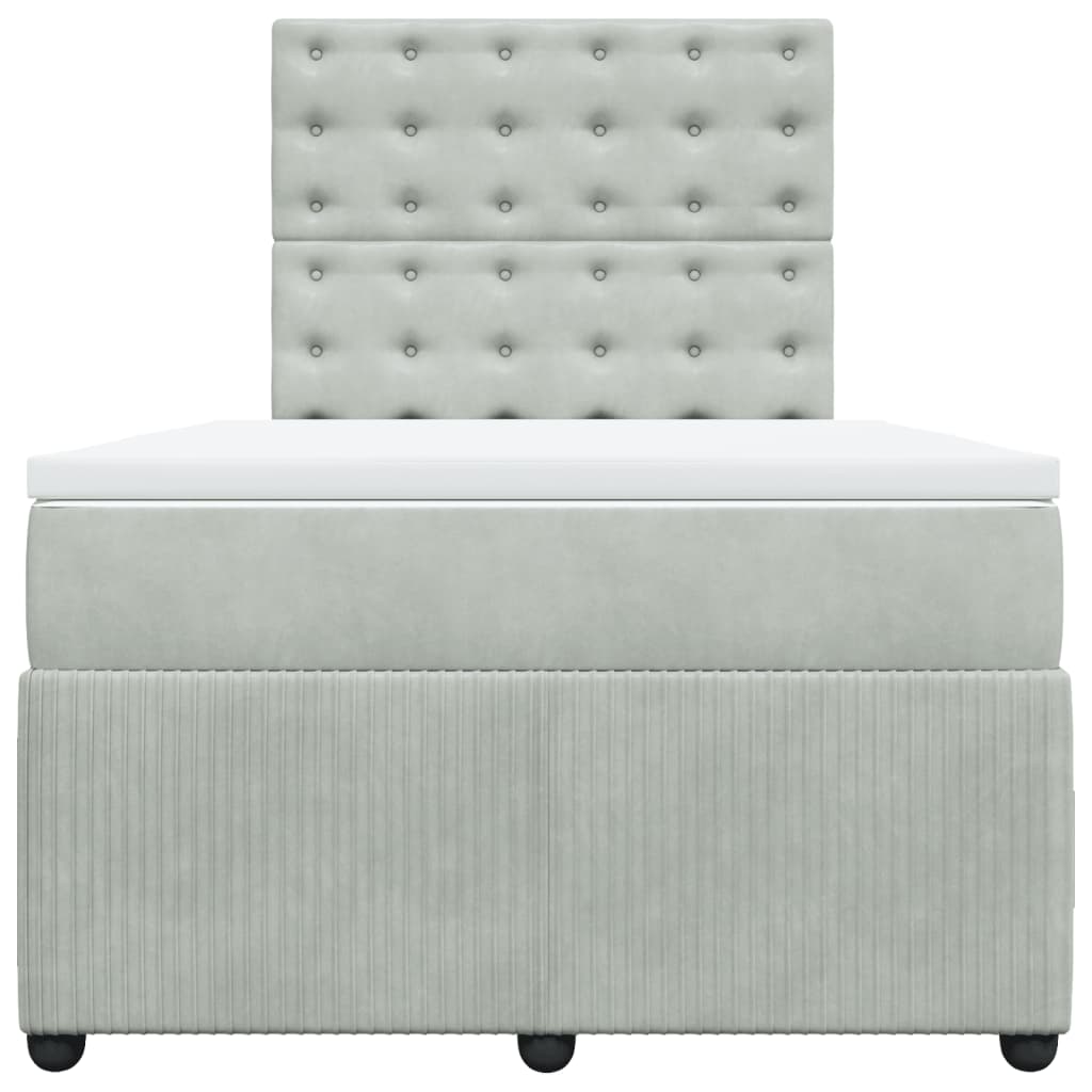 Boxspring met matras fluweel lichtgrijs 120x190 cm is nu te koop bij PeponiXL, paradijselijk wonen!