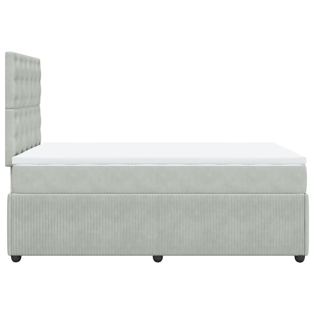 Boxspring met matras fluweel lichtgrijs 120x190 cm is nu te koop bij PeponiXL, paradijselijk wonen!