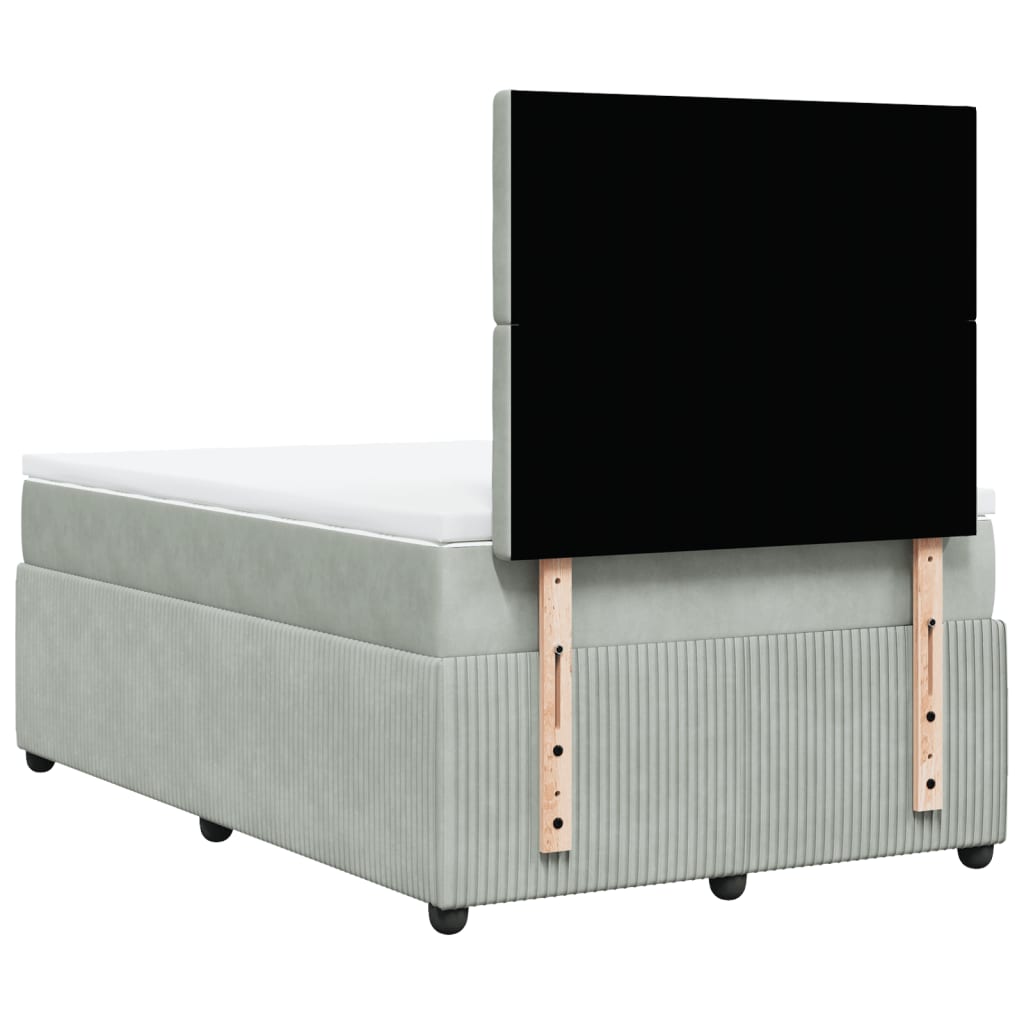 Boxspring met matras fluweel lichtgrijs 120x190 cm is nu te koop bij PeponiXL, paradijselijk wonen!