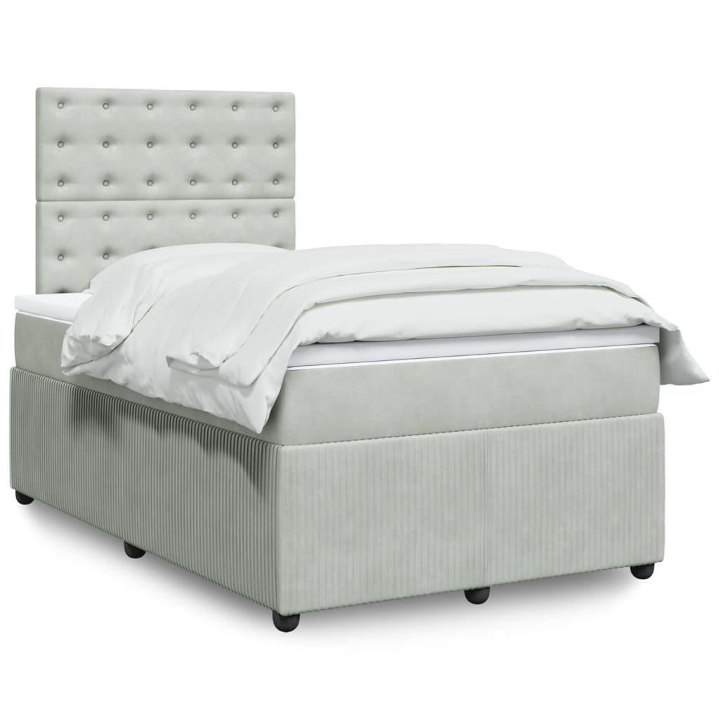 Boxspring met matras fluweel lichtgrijs 120x190 cm is nu te koop bij PeponiXL, paradijselijk wonen!
