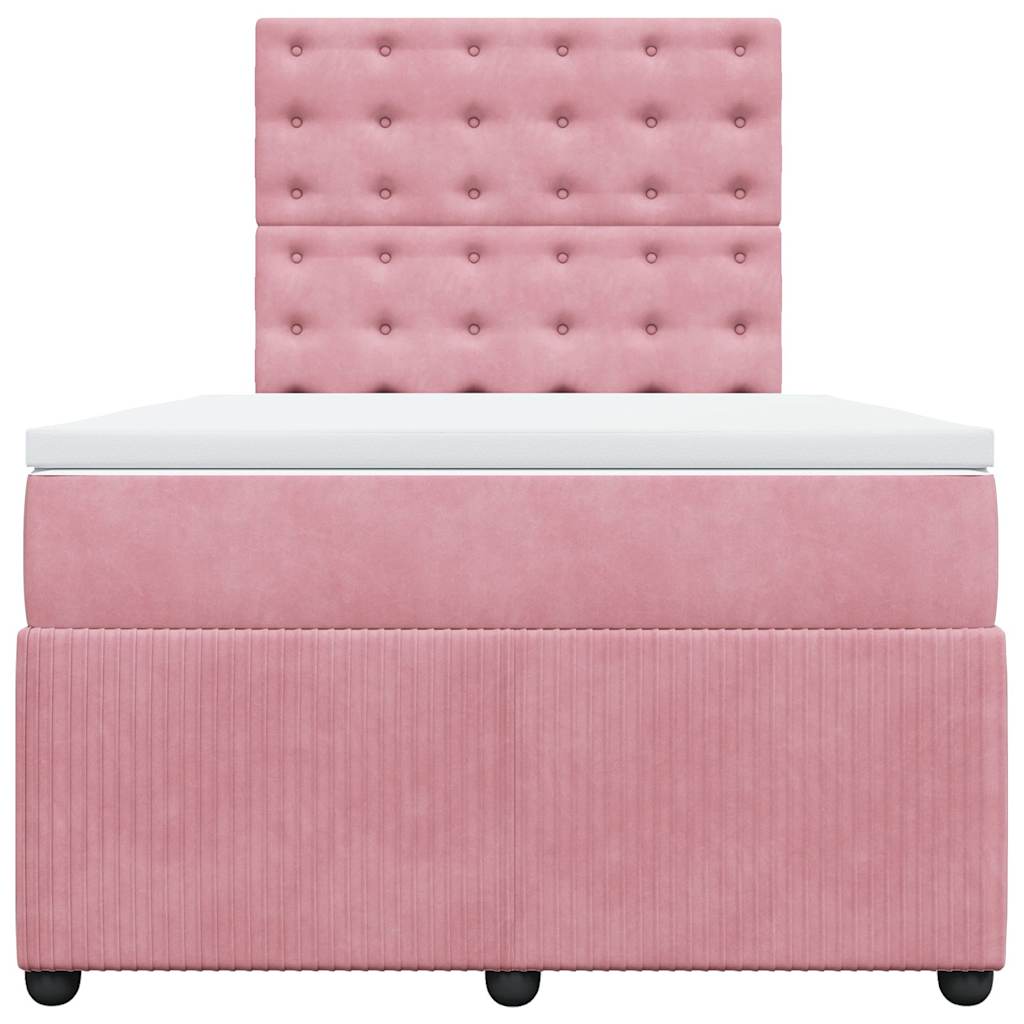 Boxspring met matras fluweel roze 120x190 cm is nu te koop bij PeponiXL, paradijselijk wonen!