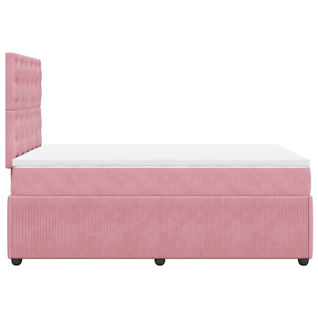 Boxspring met matras fluweel roze 120x190 cm is nu te koop bij PeponiXL, paradijselijk wonen!