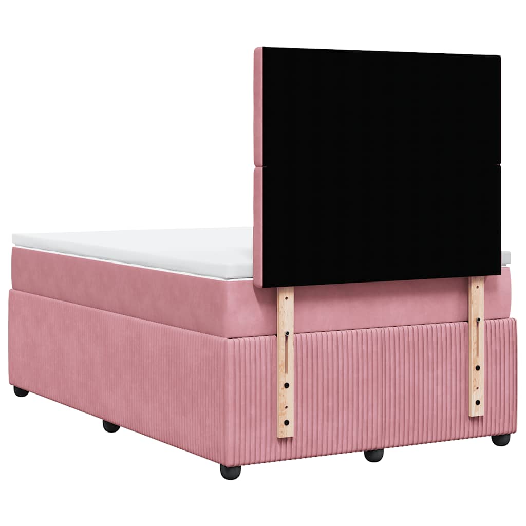 Boxspring met matras fluweel roze 120x190 cm is nu te koop bij PeponiXL, paradijselijk wonen!