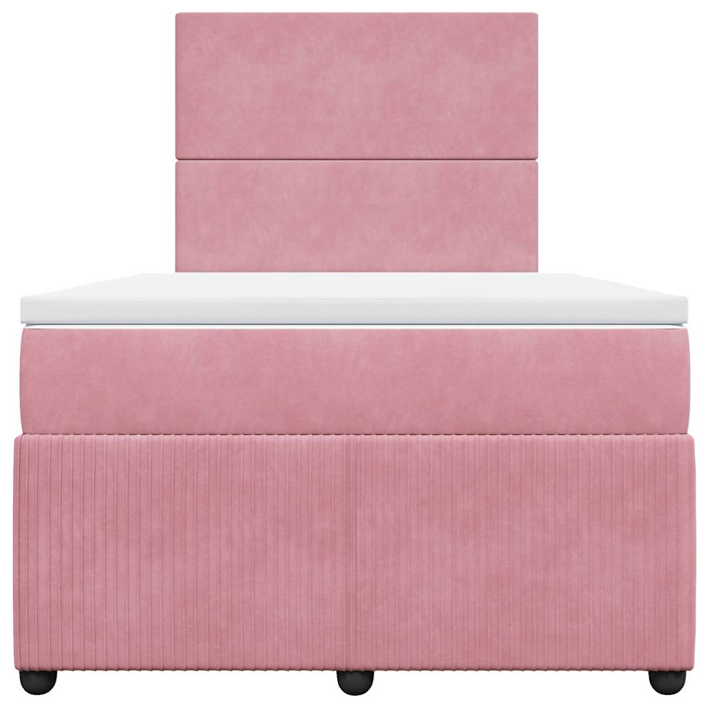 Boxspring met matras fluweel roze 120x200 cm is nu te koop bij PeponiXL, paradijselijk wonen!
