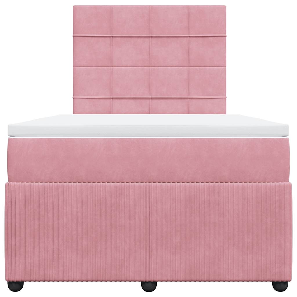 Boxspring met matras fluweel roze 120x200 cm is nu te koop bij PeponiXL, paradijselijk wonen!