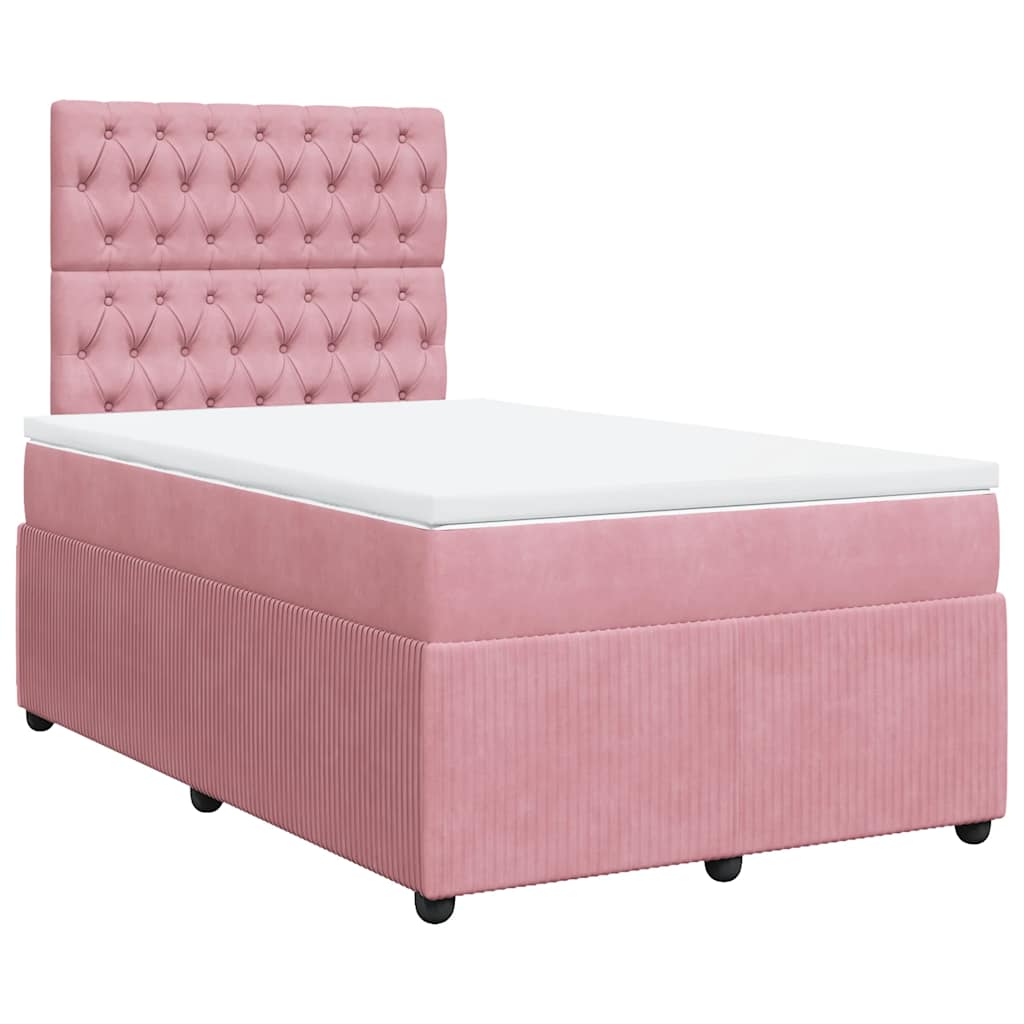 Boxspring met matras fluweel roze 120x200 cm is nu te koop bij PeponiXL, paradijselijk wonen!