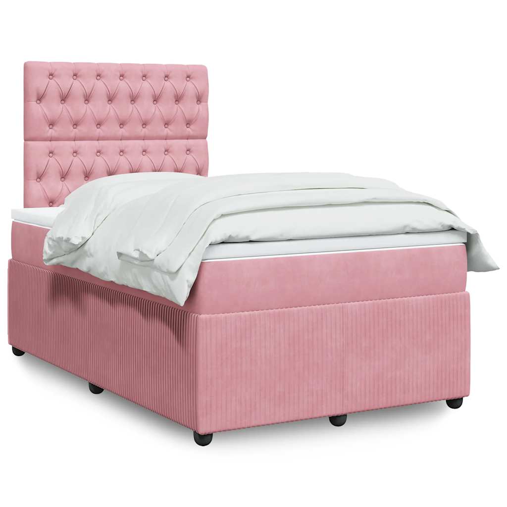 Boxspring met matras fluweel roze 120x200 cm is nu te koop bij PeponiXL, paradijselijk wonen!