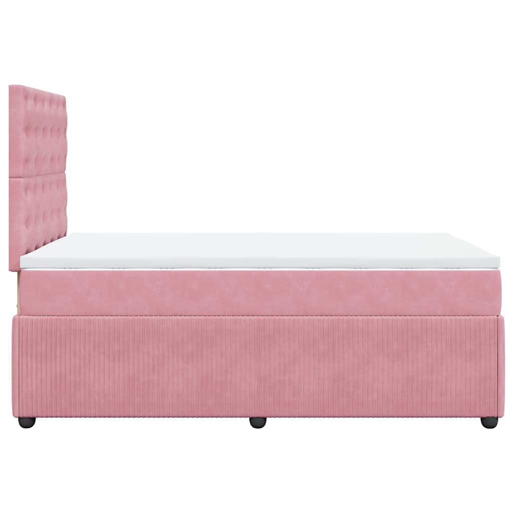 Boxspring met matras fluweel roze 120x200 cm is nu te koop bij PeponiXL, paradijselijk wonen!