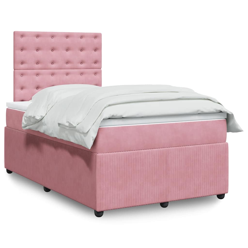 Boxspring met matras fluweel roze 120x200 cm is nu te koop bij PeponiXL, paradijselijk wonen!